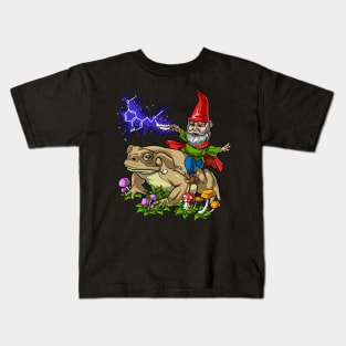 Gnome Riding Psychedelic Bufo Alvarius Kids T-Shirt